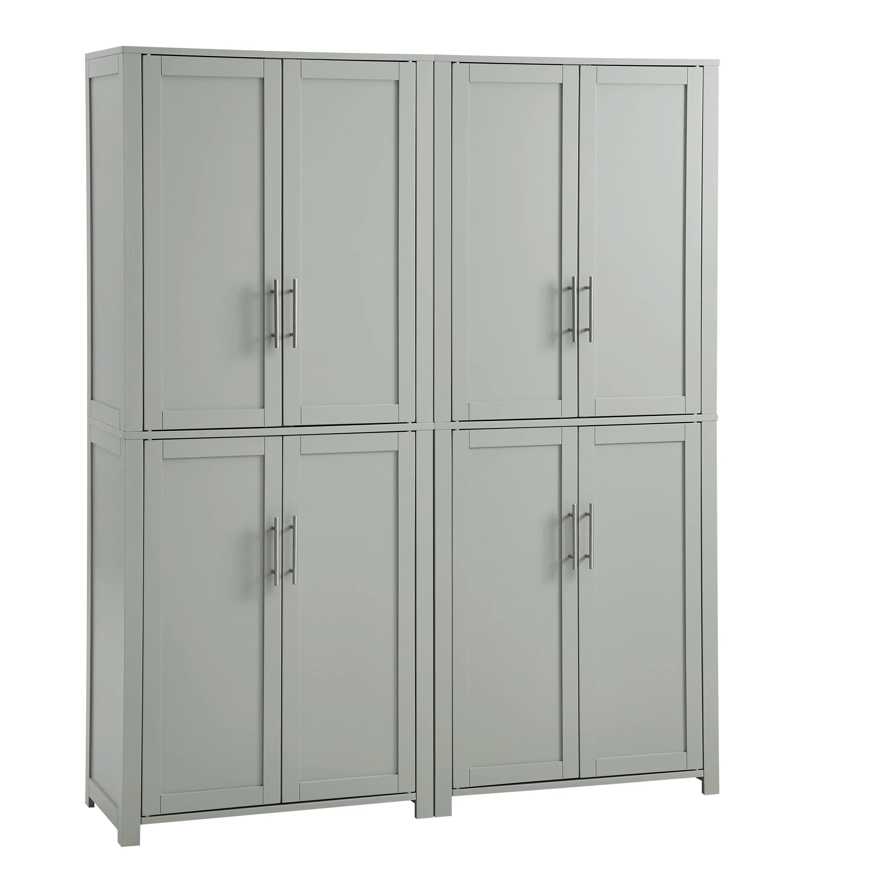 Tall Wood Pantry in Gray (Set of 2) S862