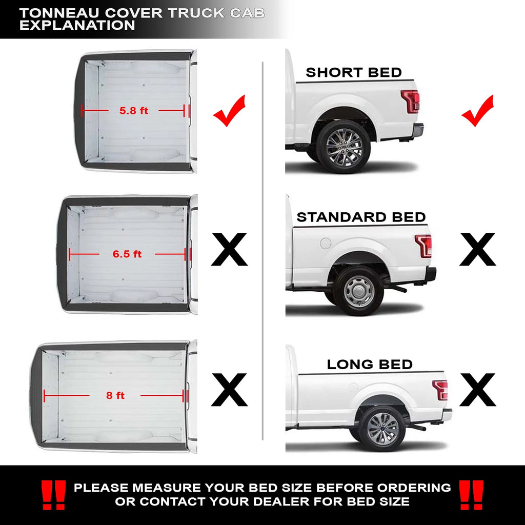 Soft Tri-Fold Tonneau Cover with Truck Bed LED Lights P645