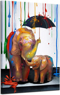 Elephant Mother and Baby Canvas Wall Art with Wood Frame Q8508