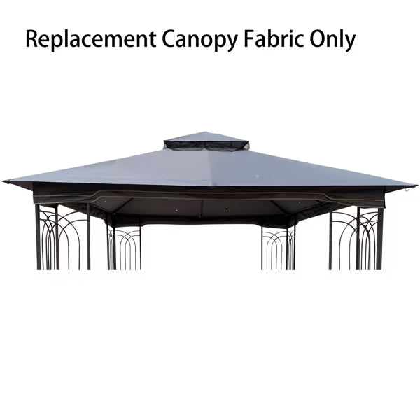Gray 10 x 10 Ft Patio Gazebo Replacement Canopy Top Fabric E762161