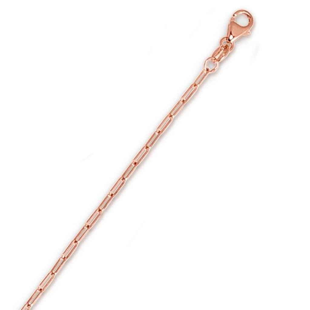 14K Rose Gold 1.5mm Hollow Paperclip Chain Necklace 16"-24" O8749