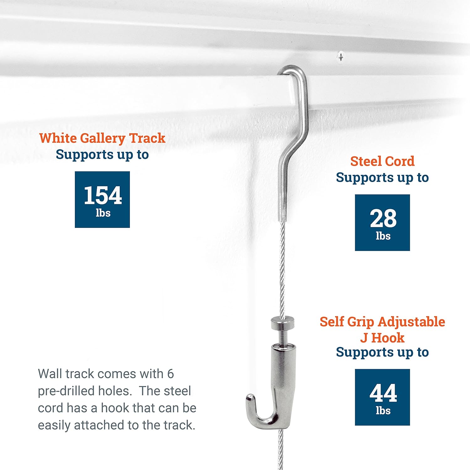 79 Inch Steel Track Kit with Picture Hooks and Hardware Q2586