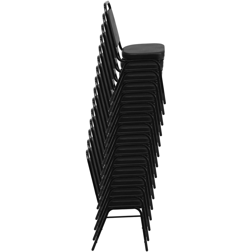 Black Vinyl Stacking Banquet Chair with Gold Frame I142929