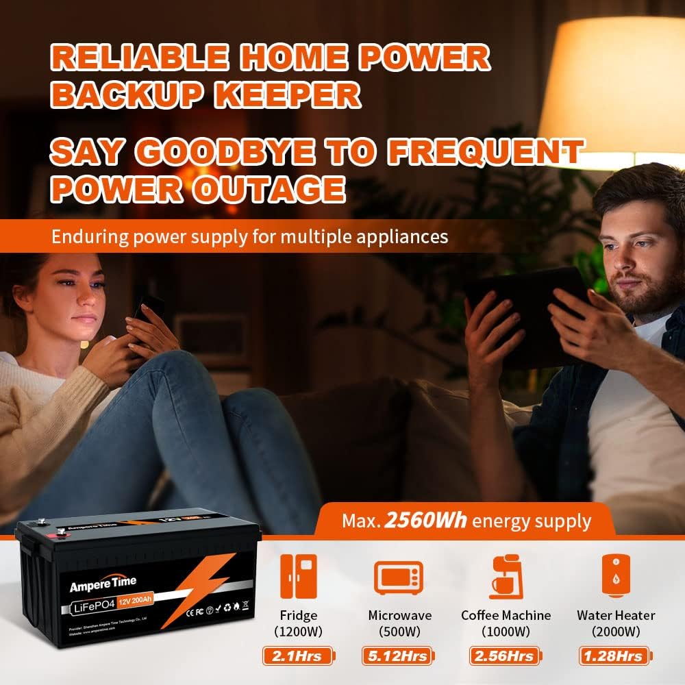 12V 200Ah LiFePO4 Battery with 14.6V 20A Charger, 100A BMS X6763