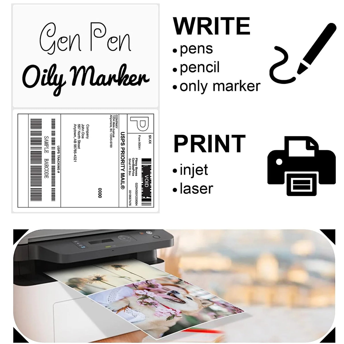 Half Sheet Labels with Rounded Corner, White Shipping Labels - 5-1/2" X 8-1/2" - 400 Labels R326