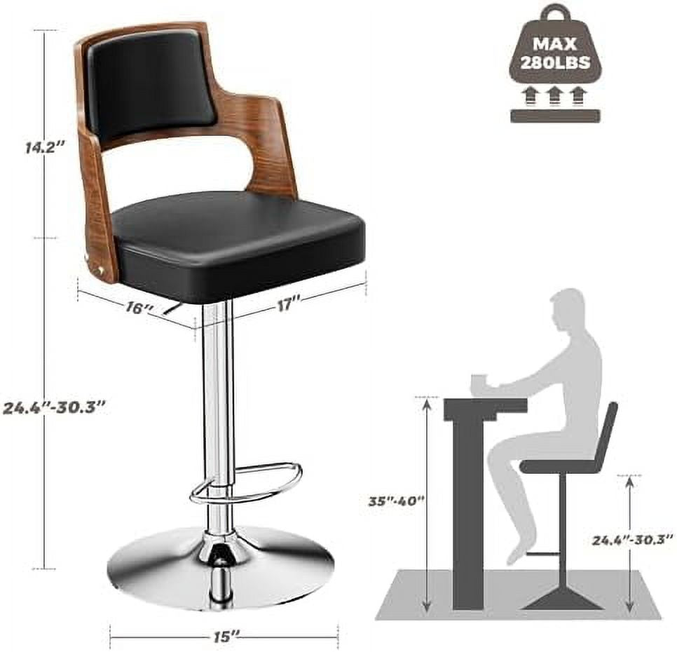 Brown PU Leather Adjustable Swivel Counter Height Stool Set of 2 B7778