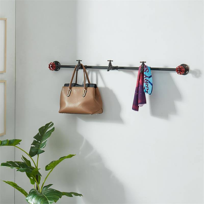 Metal 5-Hook Coat Rack in Sand Black (Set of 2) M77313