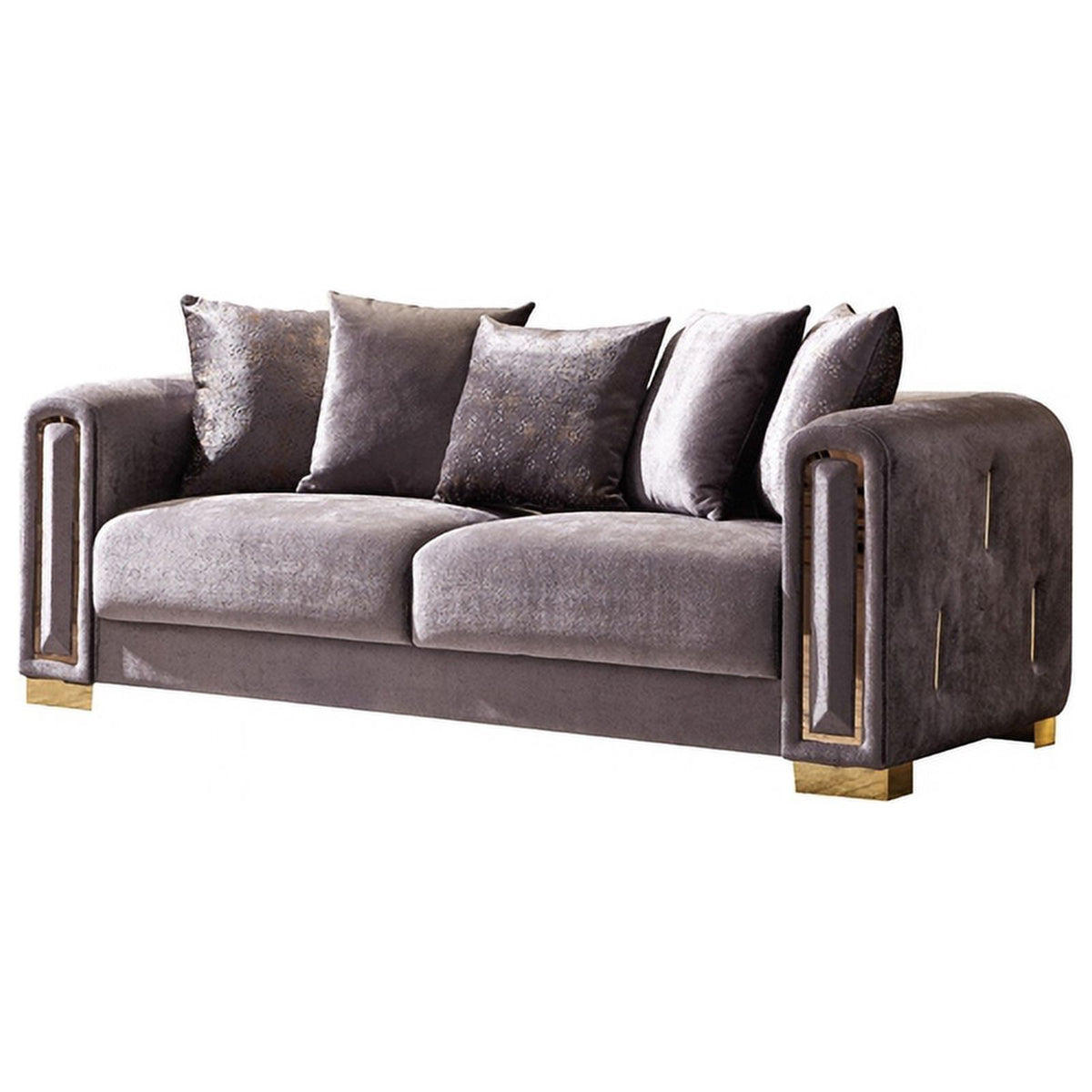 Gray Velvet 2Pc Living Room Set With Wood D30999