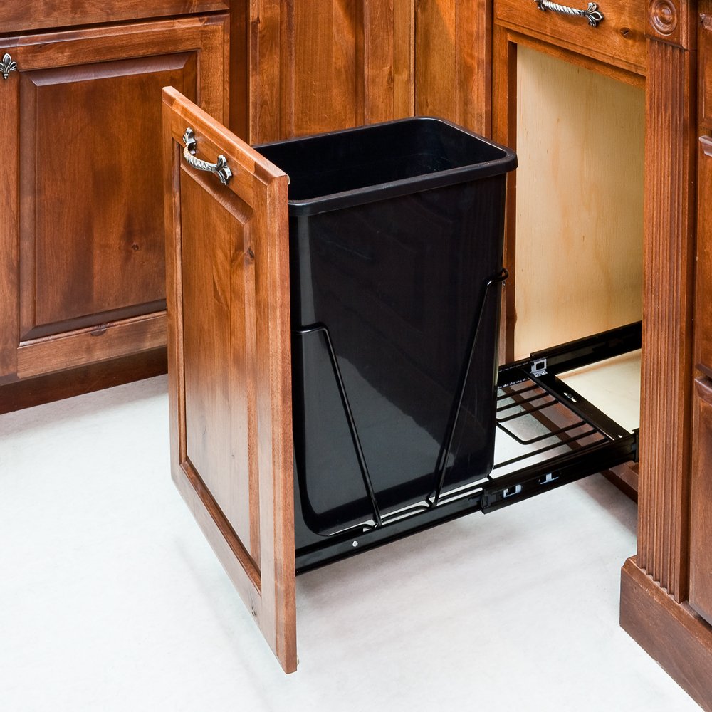 35-Quart Black Single Pull-Out Waste Container System M86276