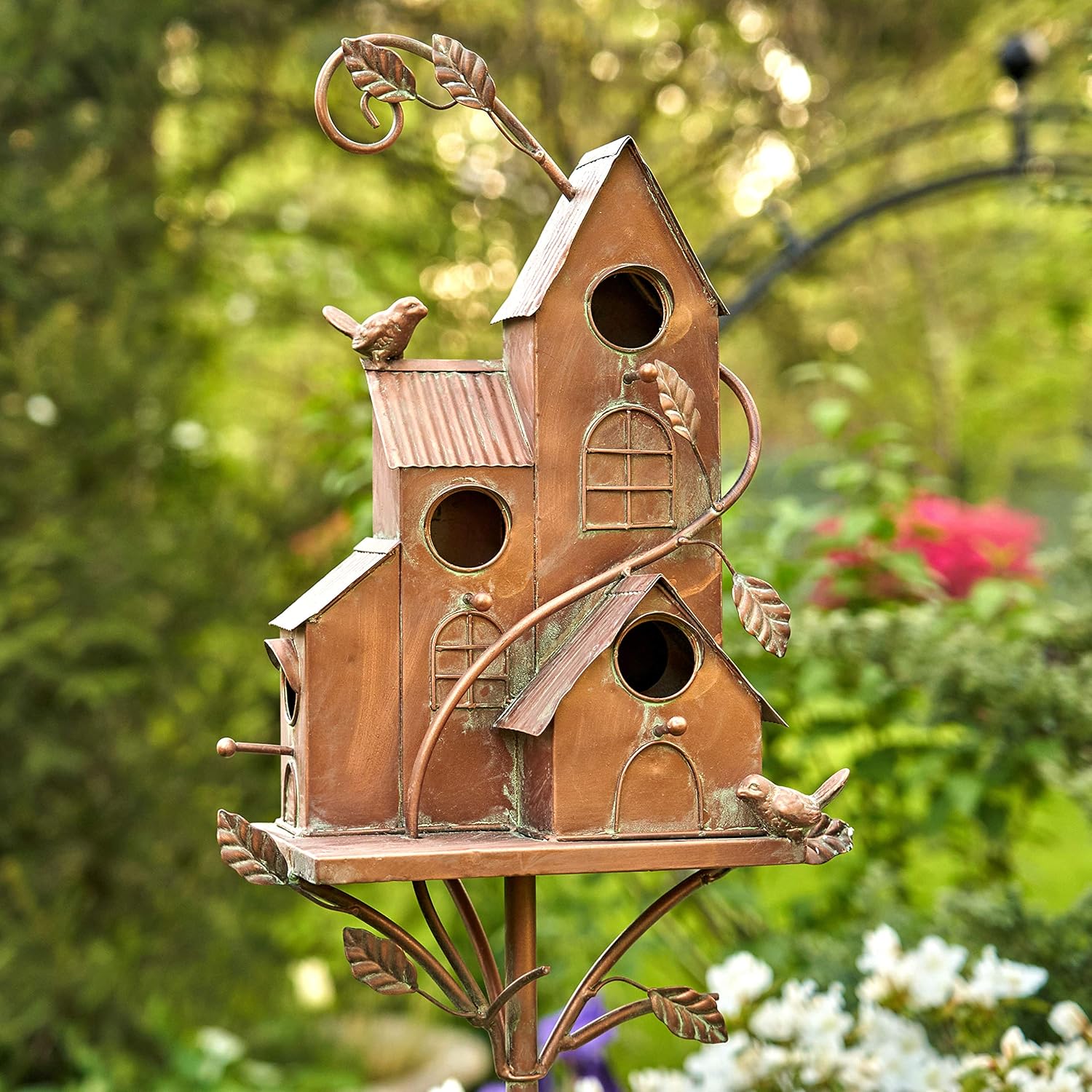Large Copper Colored Multi-Birdhouse Stakes C806