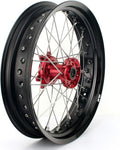 17 x 3.5 Supermoto Front Complete Wheel Set Rim Spokes Red Hub B927800