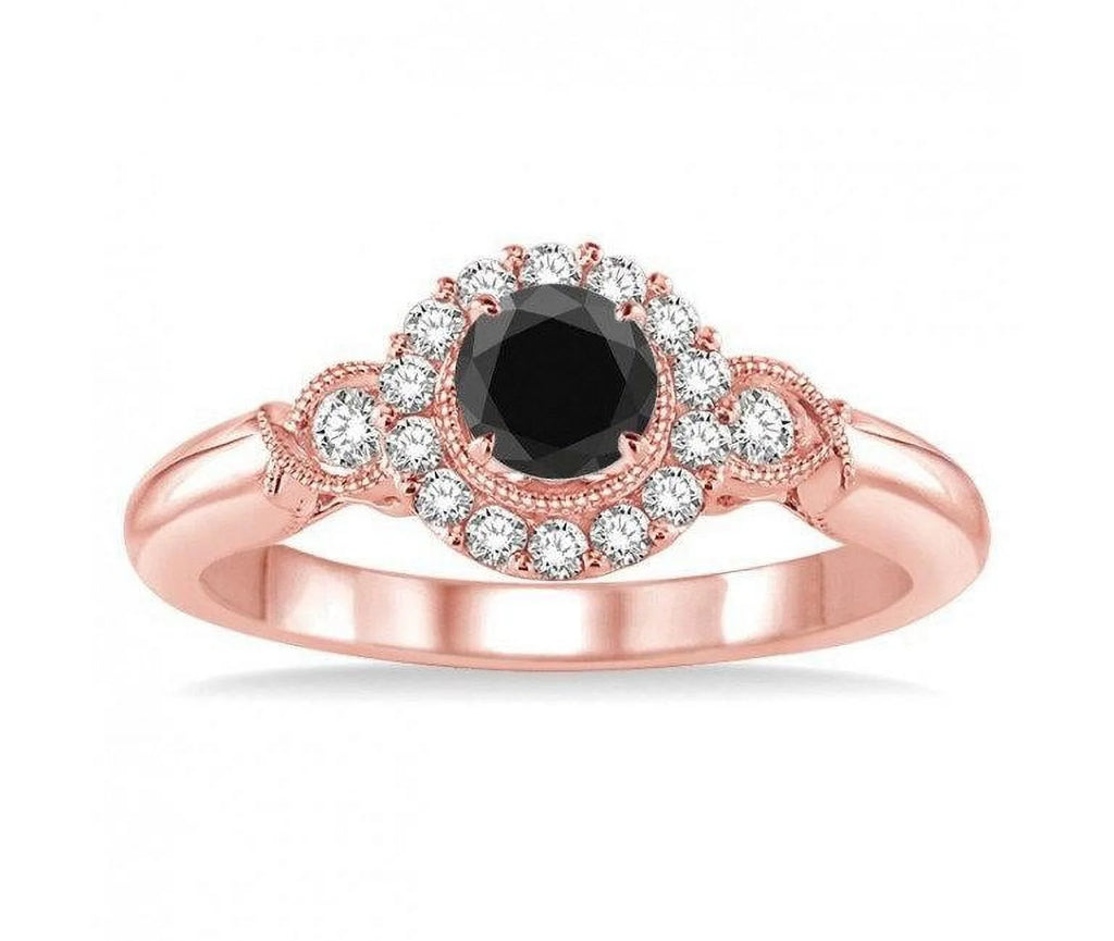Black Diamond Engagement Ring in 14k Rose Gold H239