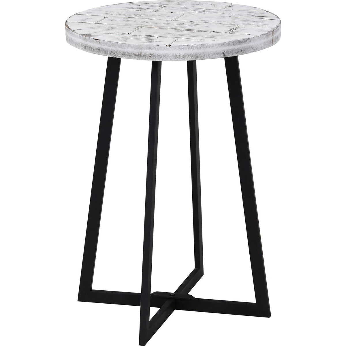White Farmhouse Shiplap Table, Wood, 16 x 16 x 22 in O642189