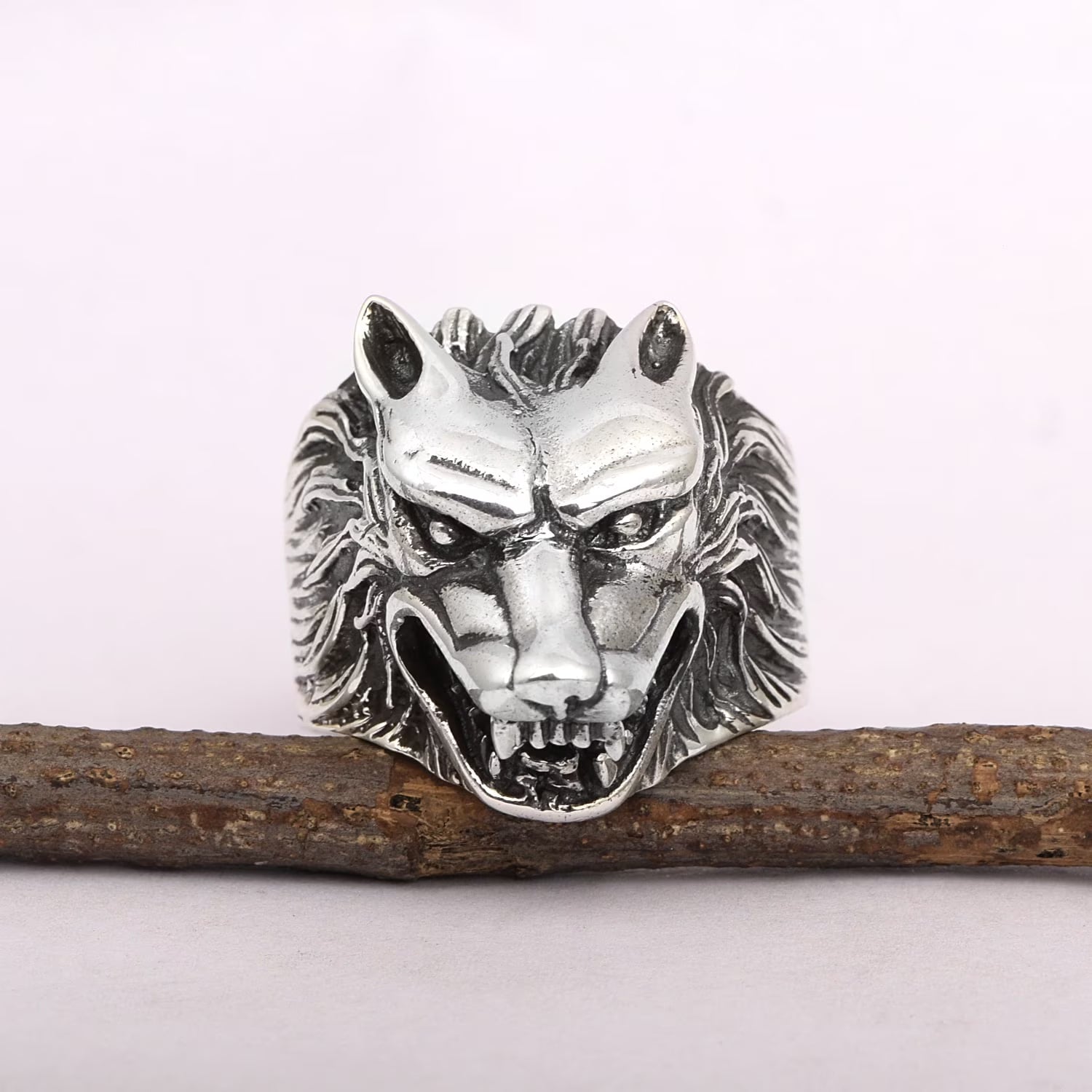 Oxidized Plating Sterling Silver Biker Ring P420953