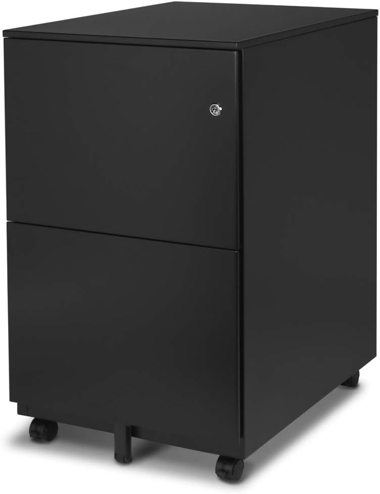 White 2-Drawer Metal Mobile File Cabinet with Lock S974010
