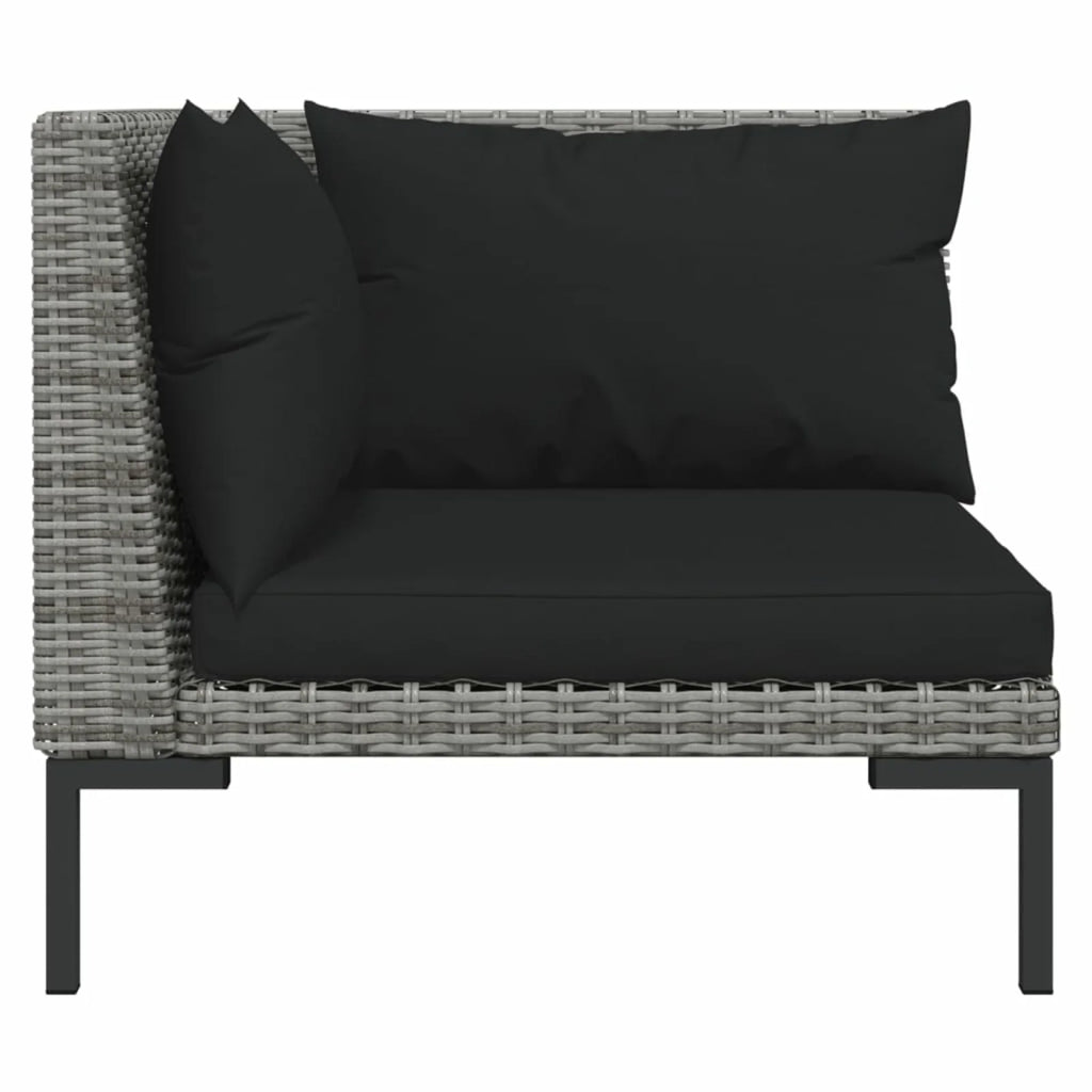 9 Piece Poly Rattan Patio Set with Cushions Dark Gray G1483