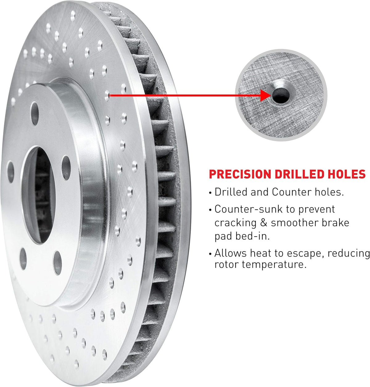 Silver Zinc Cross Drilled Brake Rotors Kit with Semi-Metallic Brake Pads H52924