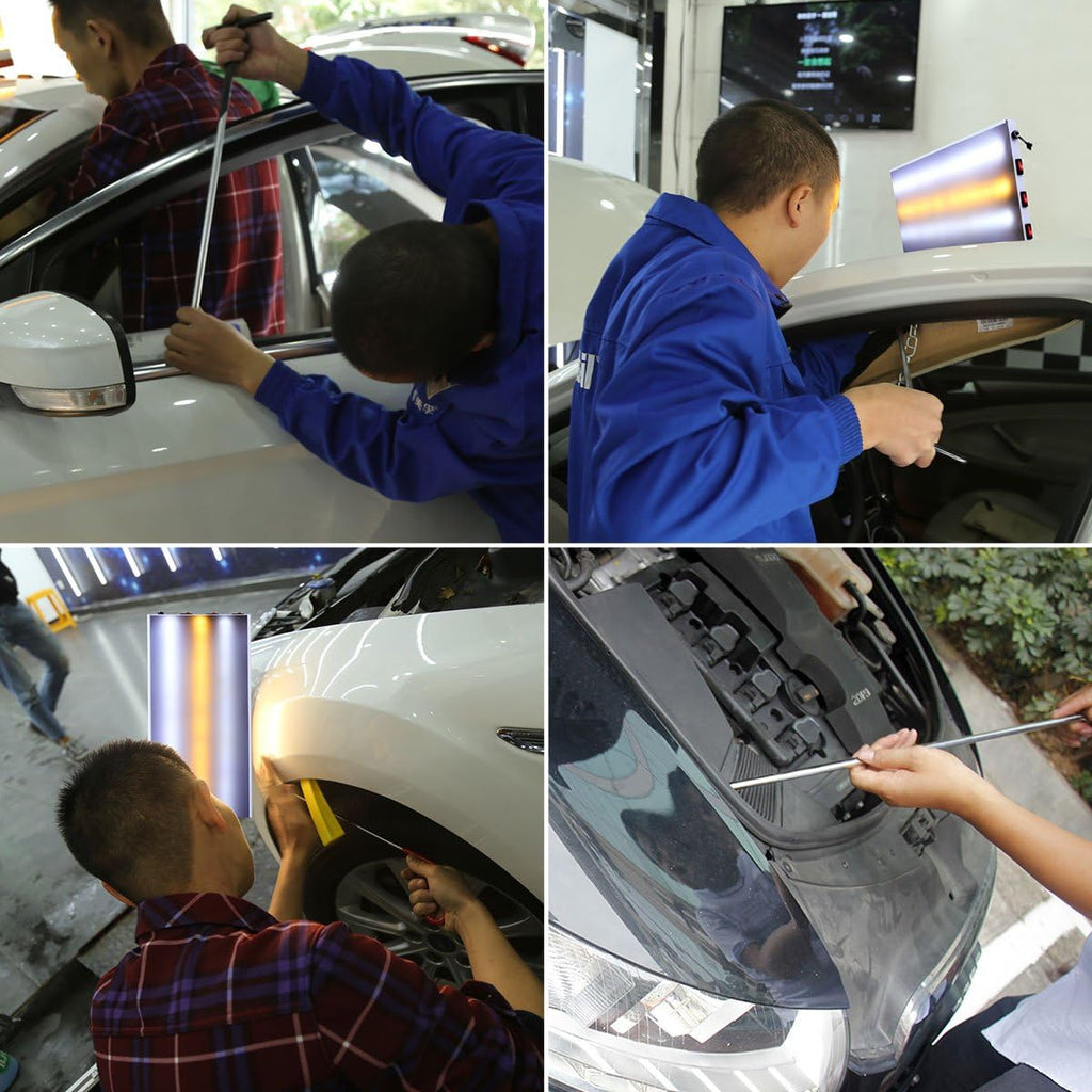 68 Pcs Auto Body Paintless Dent Removal Tools Kit LED Reflect Light Board Dent Lifter Bridge Puller Set D97335