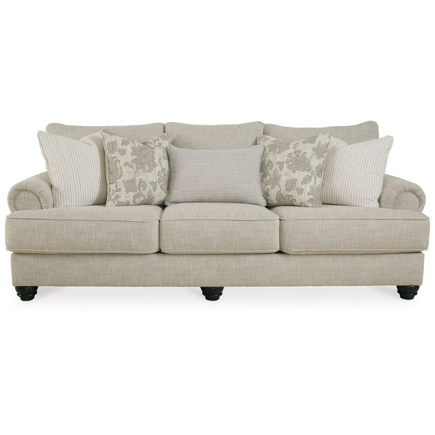 Beige Plush Sofa with 5 Throw Pillows P89117