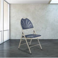 Plastic Stackable Folding Chair Set of 4 Dark Blue Grey D9140