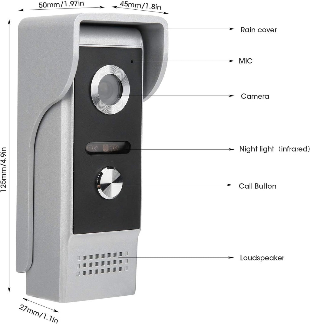 Wired Video Door Phone Intercom System with 7 Inch TFT LCD Monitor A142678