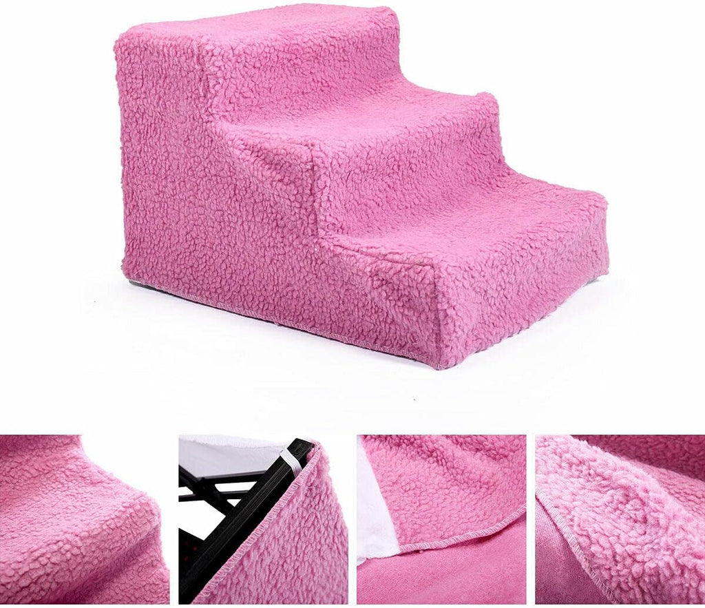 Pet Stairs 3 Steps Removable Non-Slip Dog Steps Pink Pack of 2 G5983