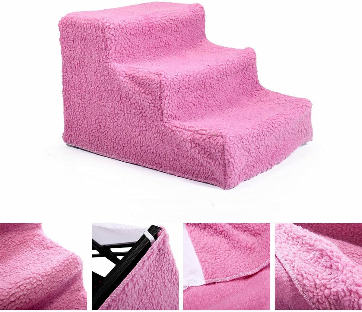 Pet Stairs 3 Steps Removable Non-Slip Dog Steps Pink Pack of 2 G5983
