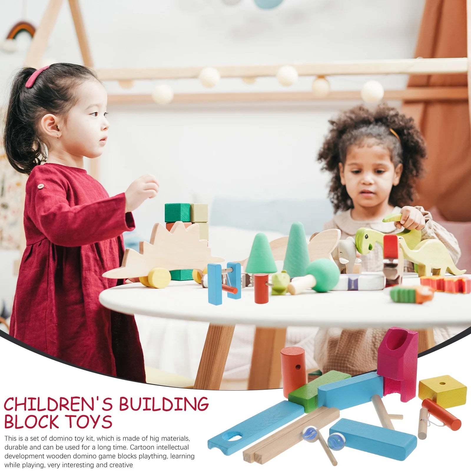 1 Set of Wooden Dominoes Blocks Building Toy N526