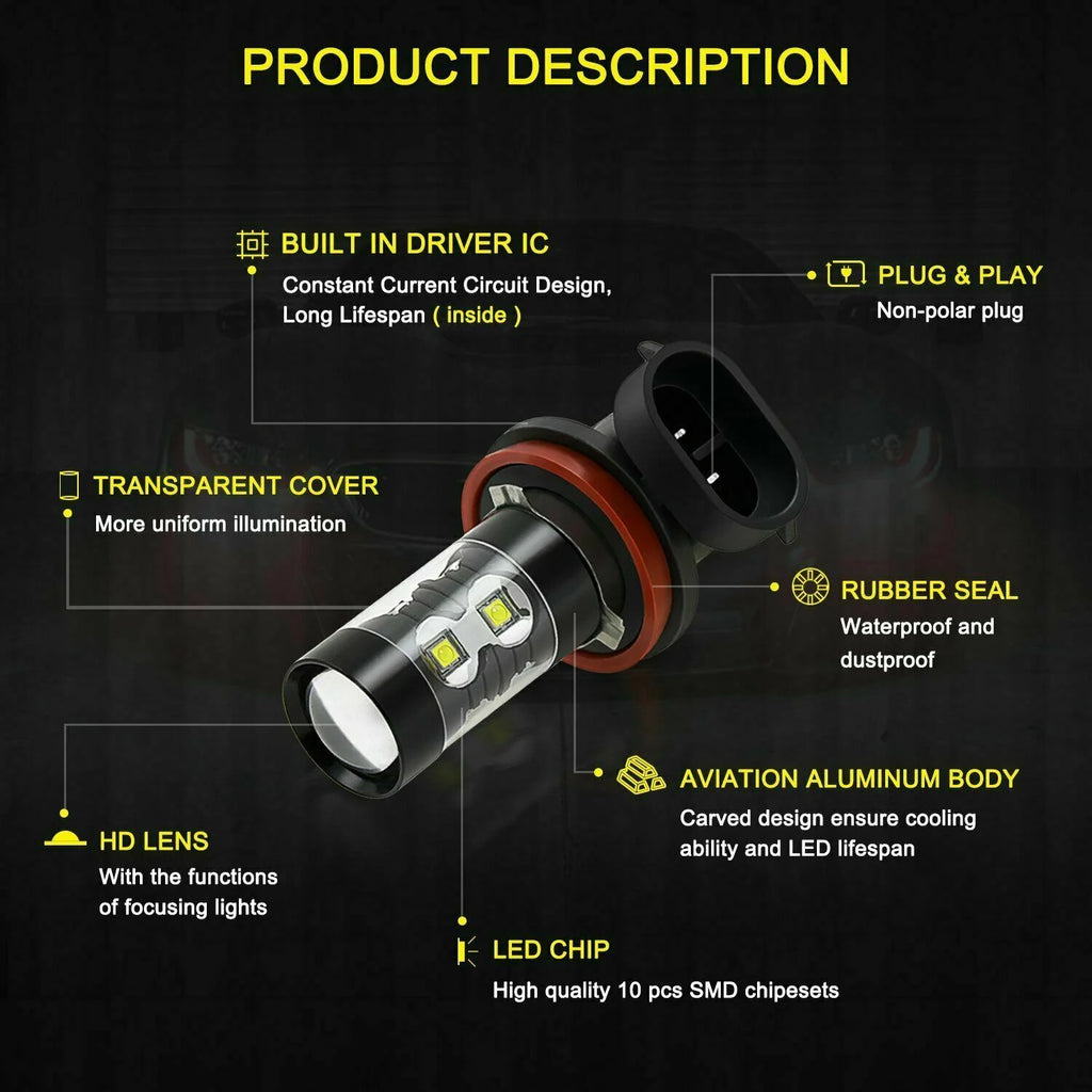 4x Combo LED Bulbs Kit Headlight Foglight White H4/9003+H11/H8 F8923