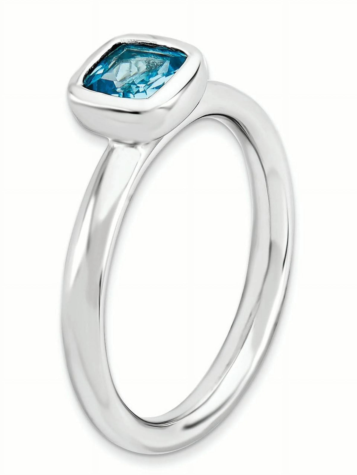Sterling Silver Blue Topaz Ring J1028
