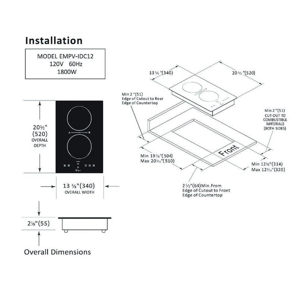 2 Burner Induction Cooktop with Ceramic Glass Surface D2670