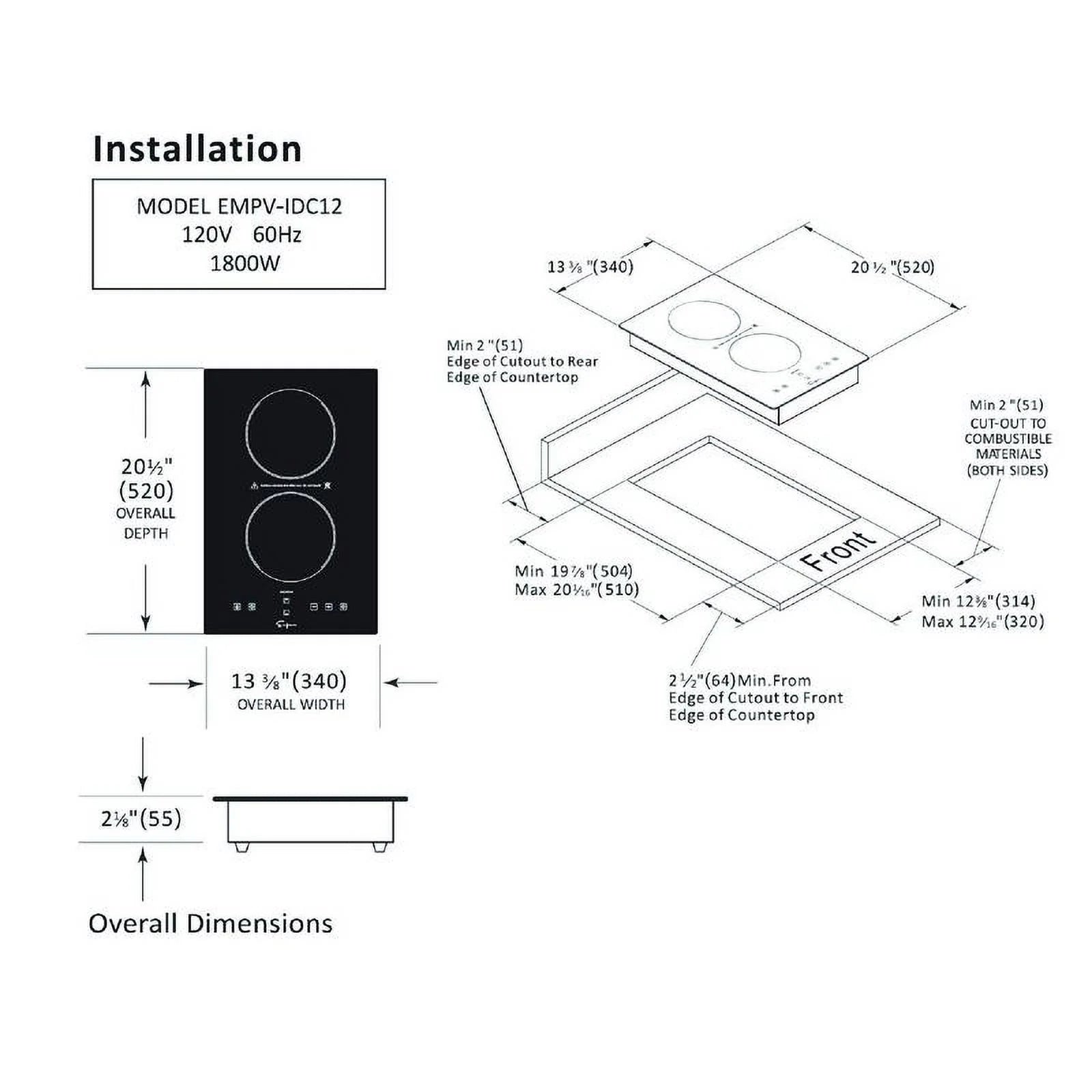 2 Burner Induction Cooktop with Ceramic Glass Surface D2670