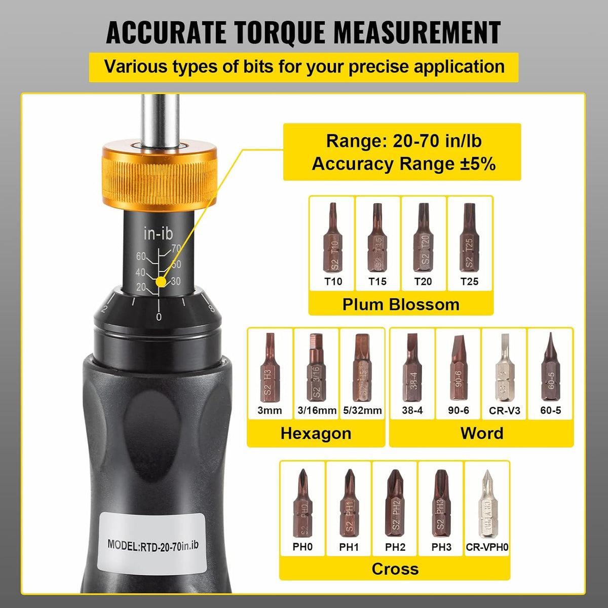 1/4 Drive Adjustable Torque Screwdriver with Bits & Case H751