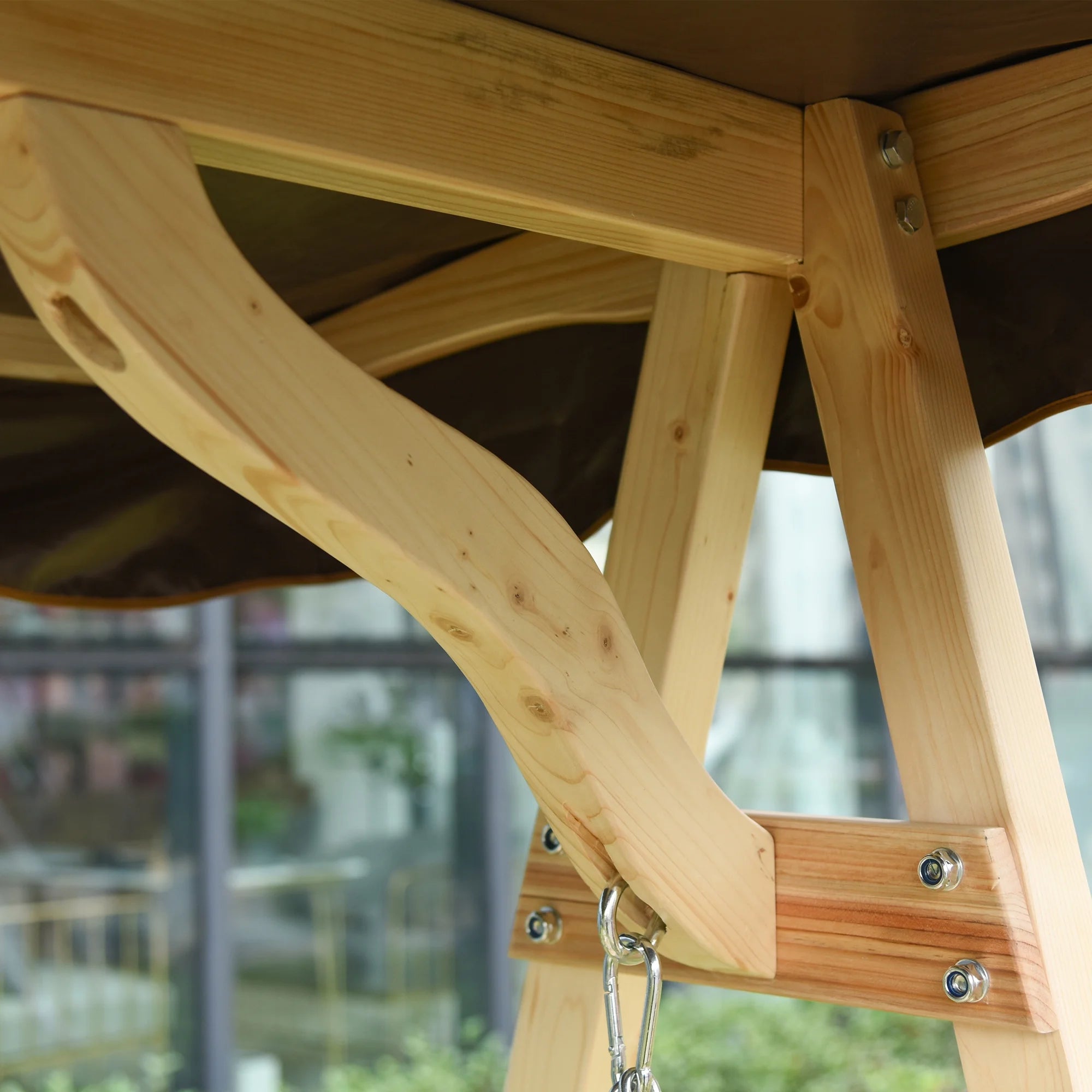 2-Person Outdoor Porch Swing with Wooden Stand E857