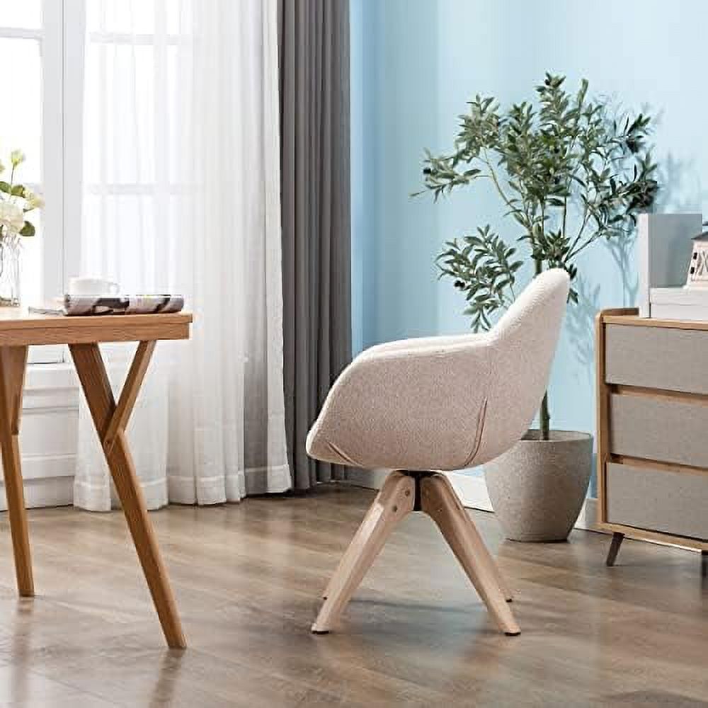 Light Grey Fabric Swivel Armchair with Black Oak Wood Legs M208
