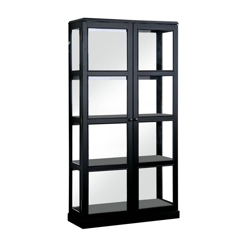 Black 5-Shelf Wood Curio Cabinet D3884