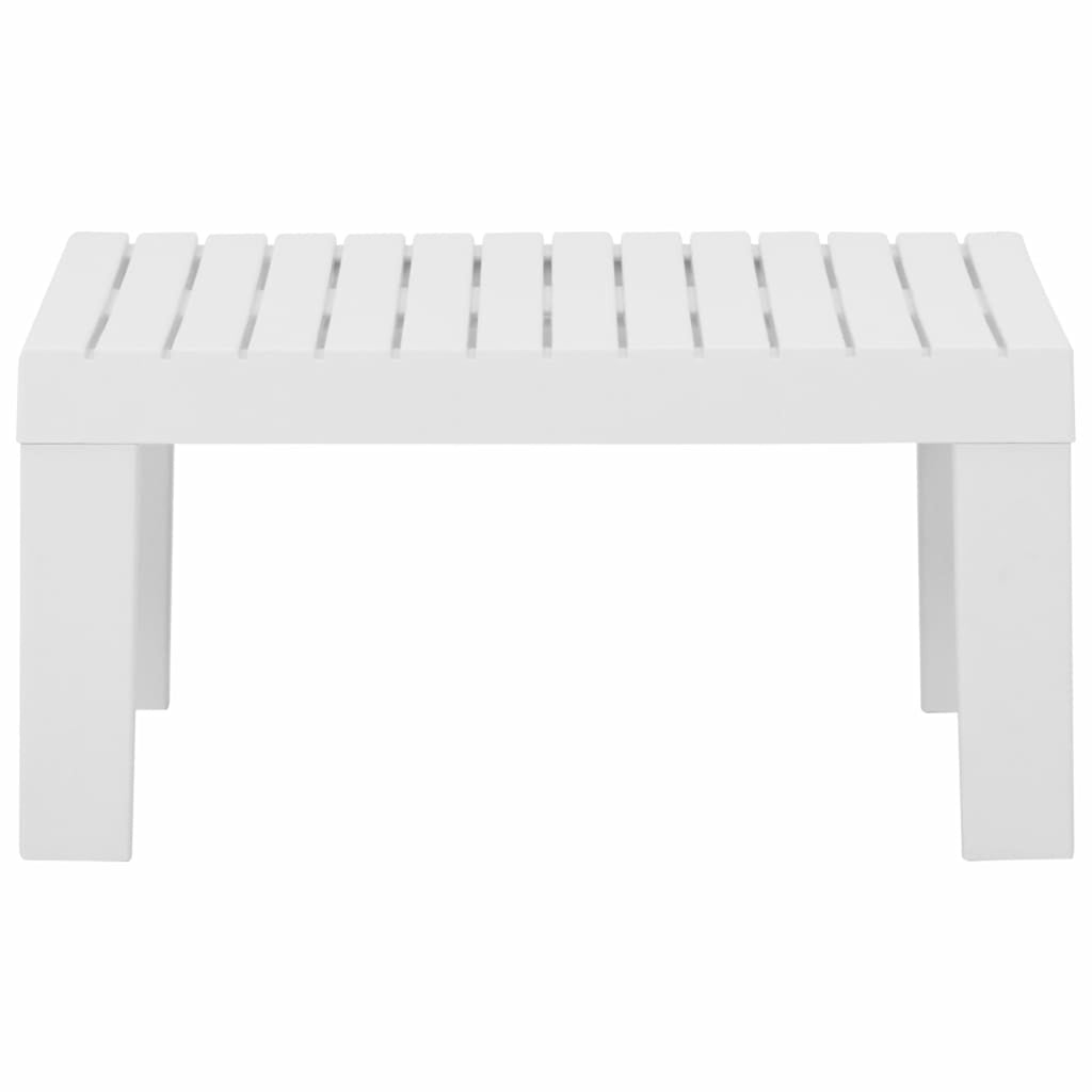 3 Piece Patio Lounge Set with Anthracite Cushions, 2 Benches and Table, Plastic White Outdoor Sectional Sofa Set O18316