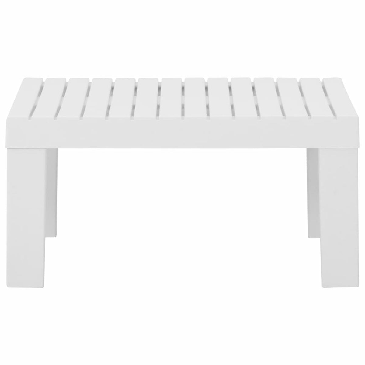 3 Piece Patio Lounge Set with Anthracite Cushions, 2 Benches and Table, Plastic White Outdoor Sectional Sofa Set O18316