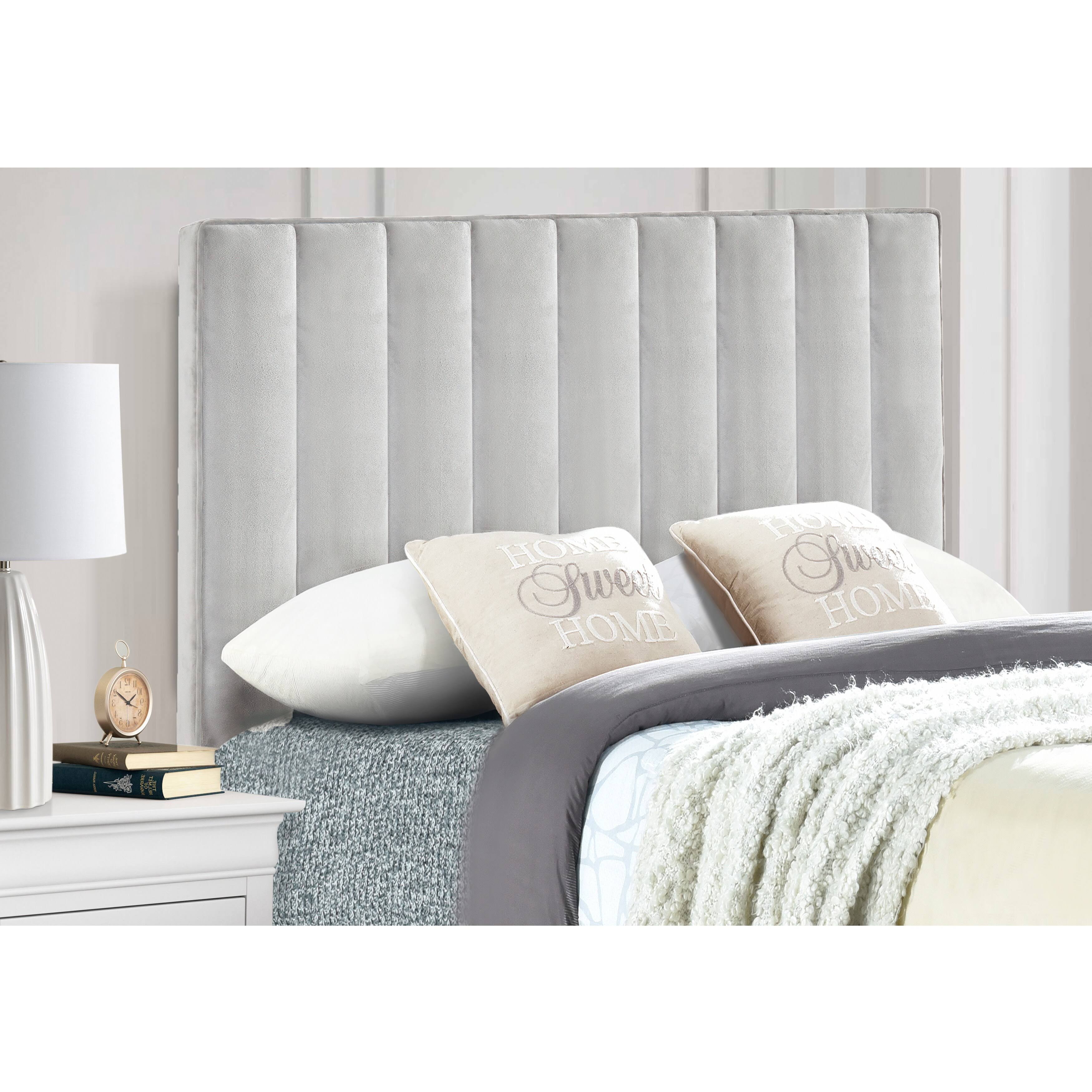 Light Gray King Velvet Channel Headboard H188