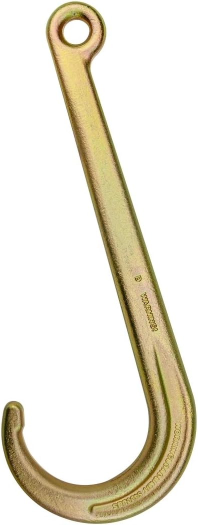 Tow Chain with 15 Inch Forged J Hook and Grab Hook, Grade 70, 8 Foot, Pack of 2 B339405