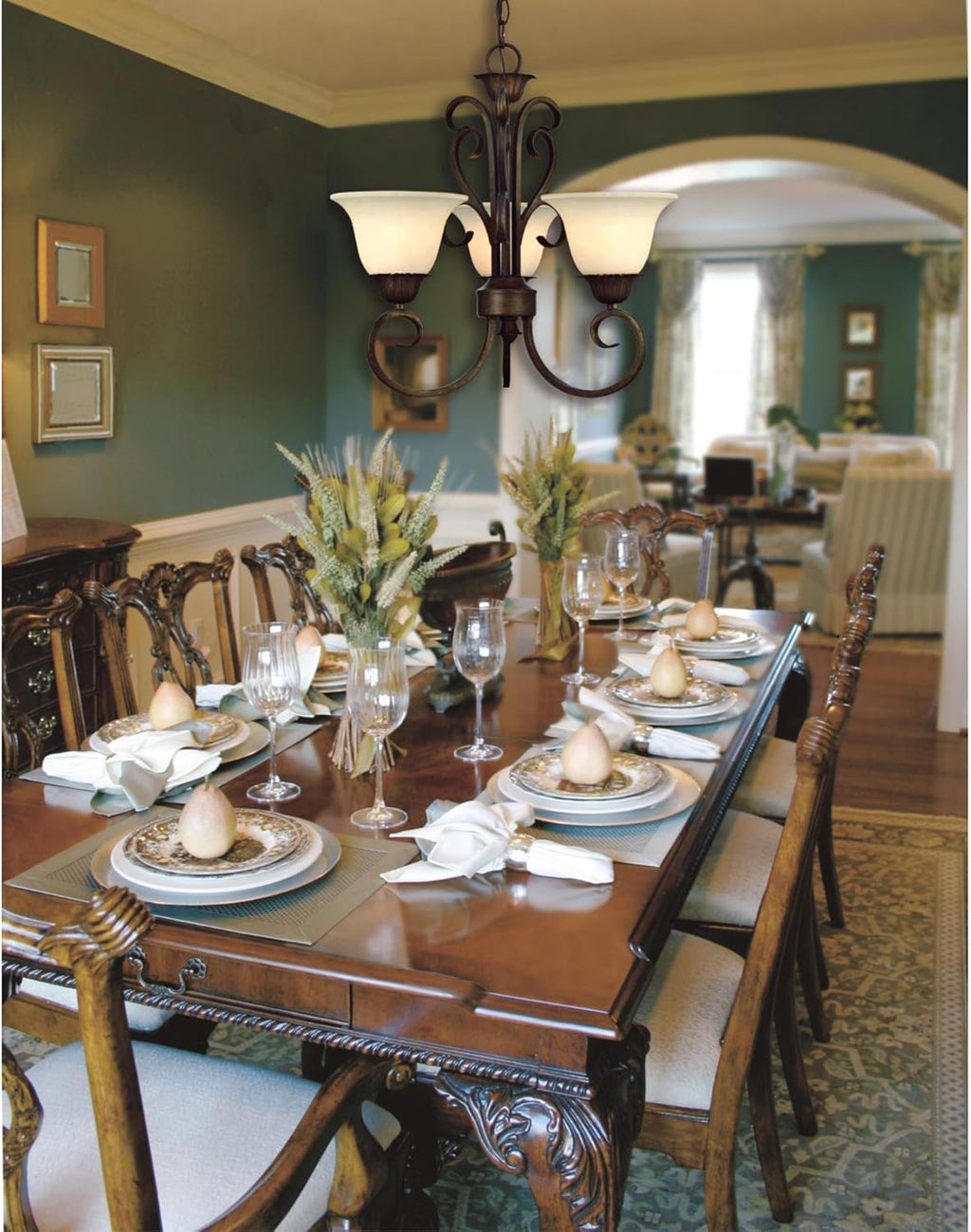 Ebony Gold Finish Three-Light Chandelier with Burnt Scavo Glass J245994