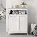 White Two Doors Freestanding Bathroom Floor Cabinet with Adjustable Shelf K68307