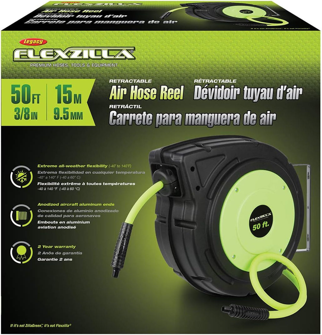 Retractable Enclosed Plastic Air Hose Reel, 3/8 in. x 50 ft W777980