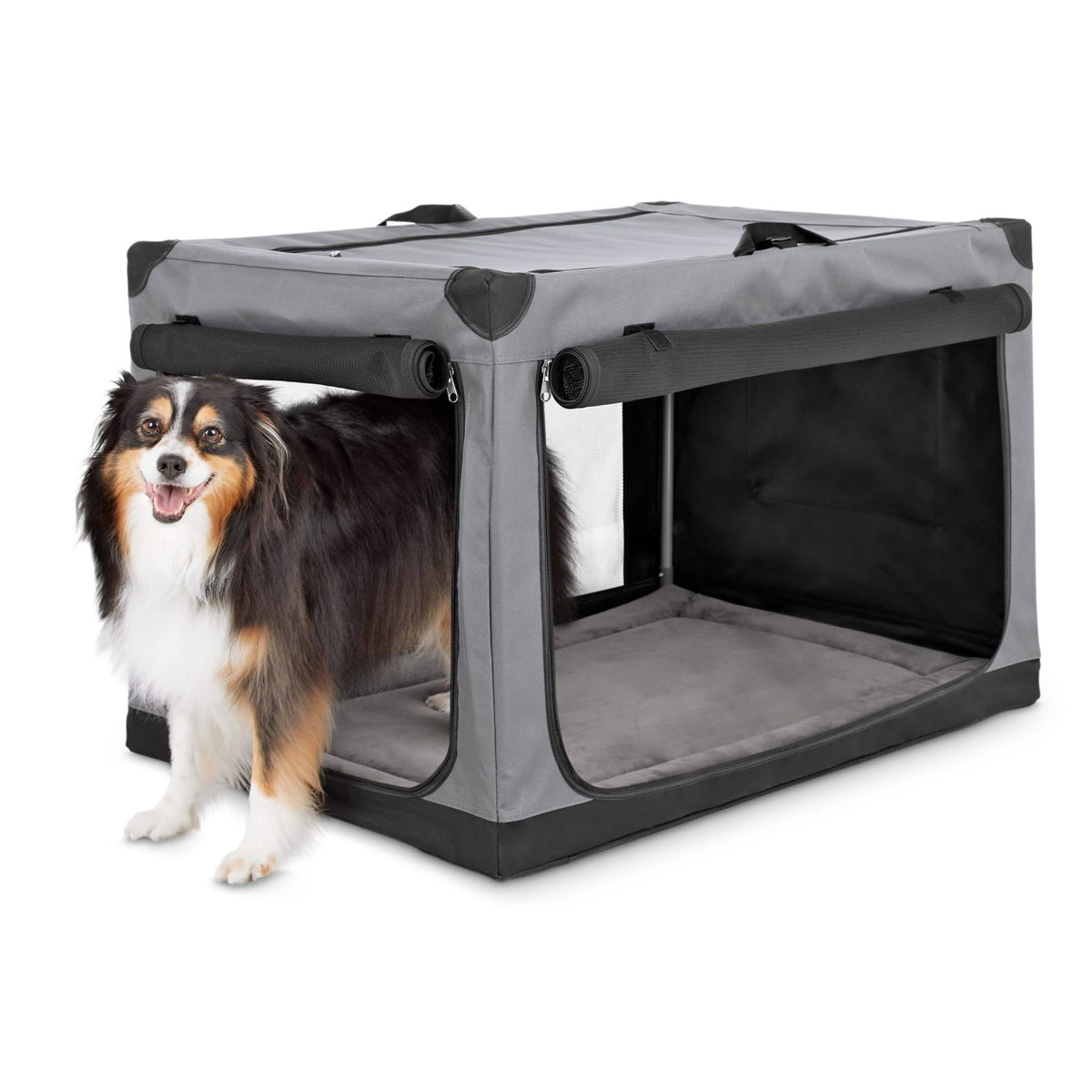 Portable Canvas Dark Grey Dog Crate Y132045