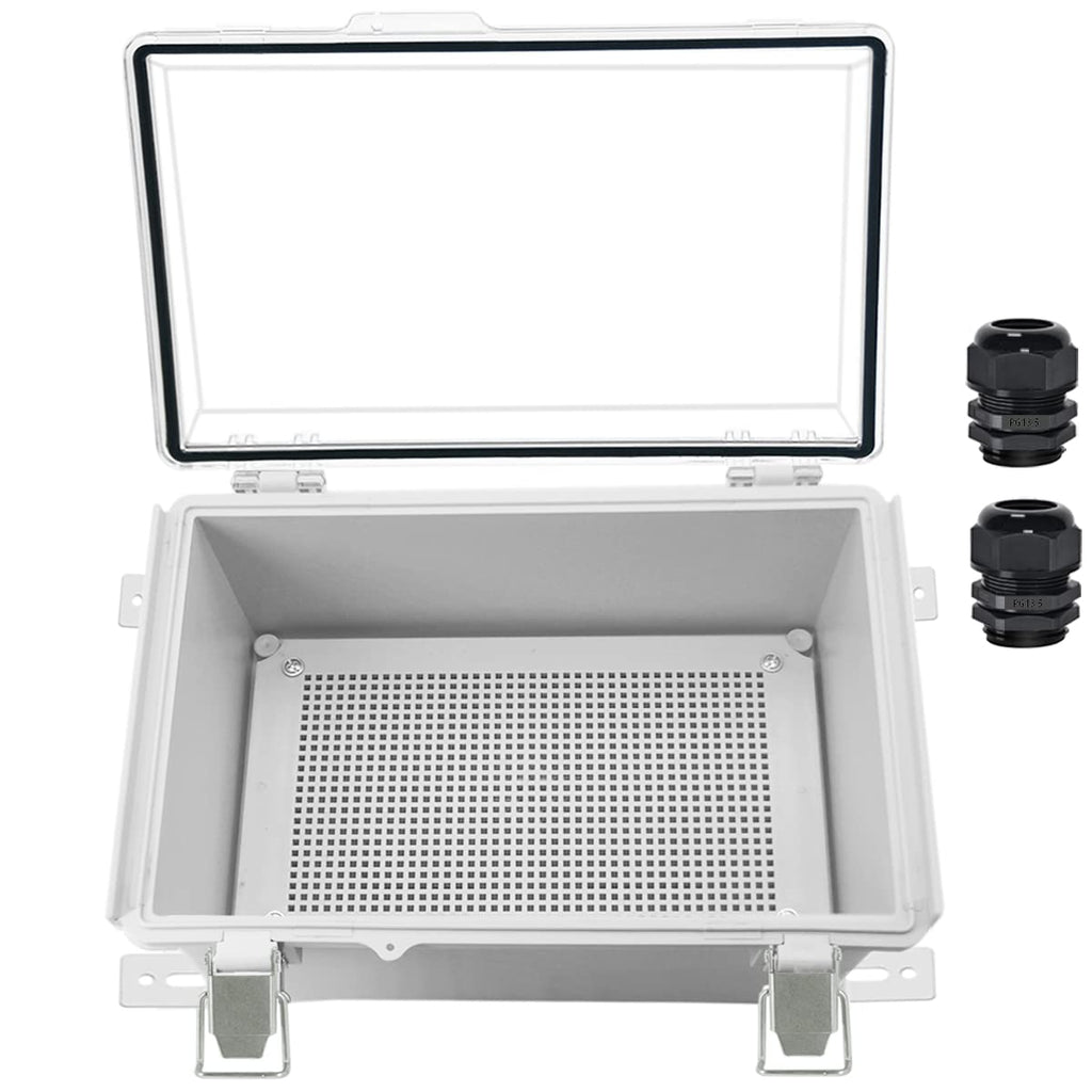 IP67 Waterproof Hinged Clear Cover Plastic Enclosure with Mounting Plate, Pack of 2 Y169