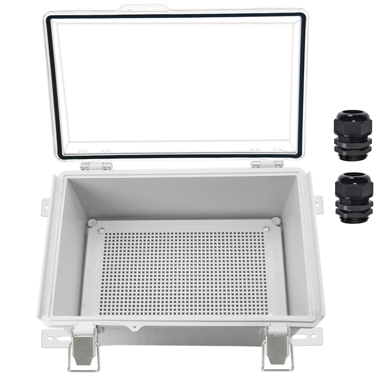 IP67 Waterproof Hinged Clear Cover Plastic Enclosure with Mounting Plate, Pack of 2 Y169