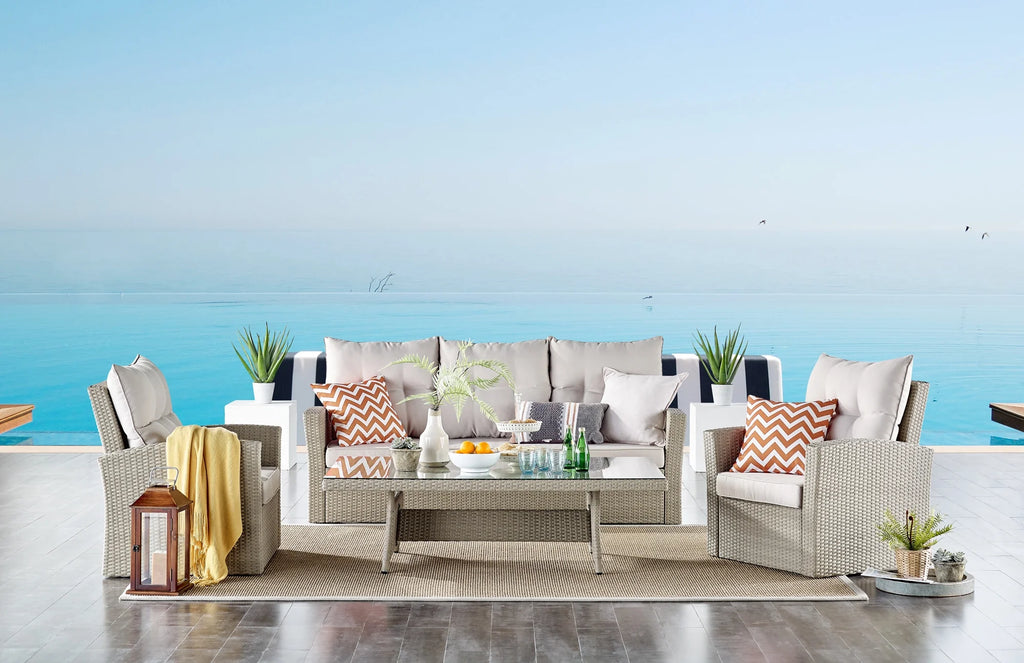Wicker Outdoor Sofa with Cushions N573