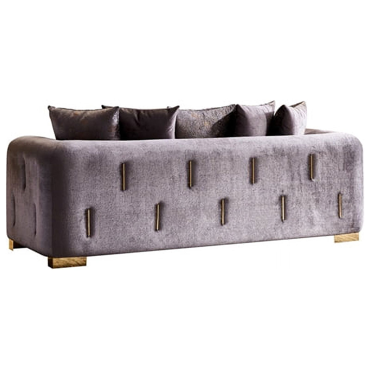 Gray Velvet 2Pc Living Room Set With Wood D30999