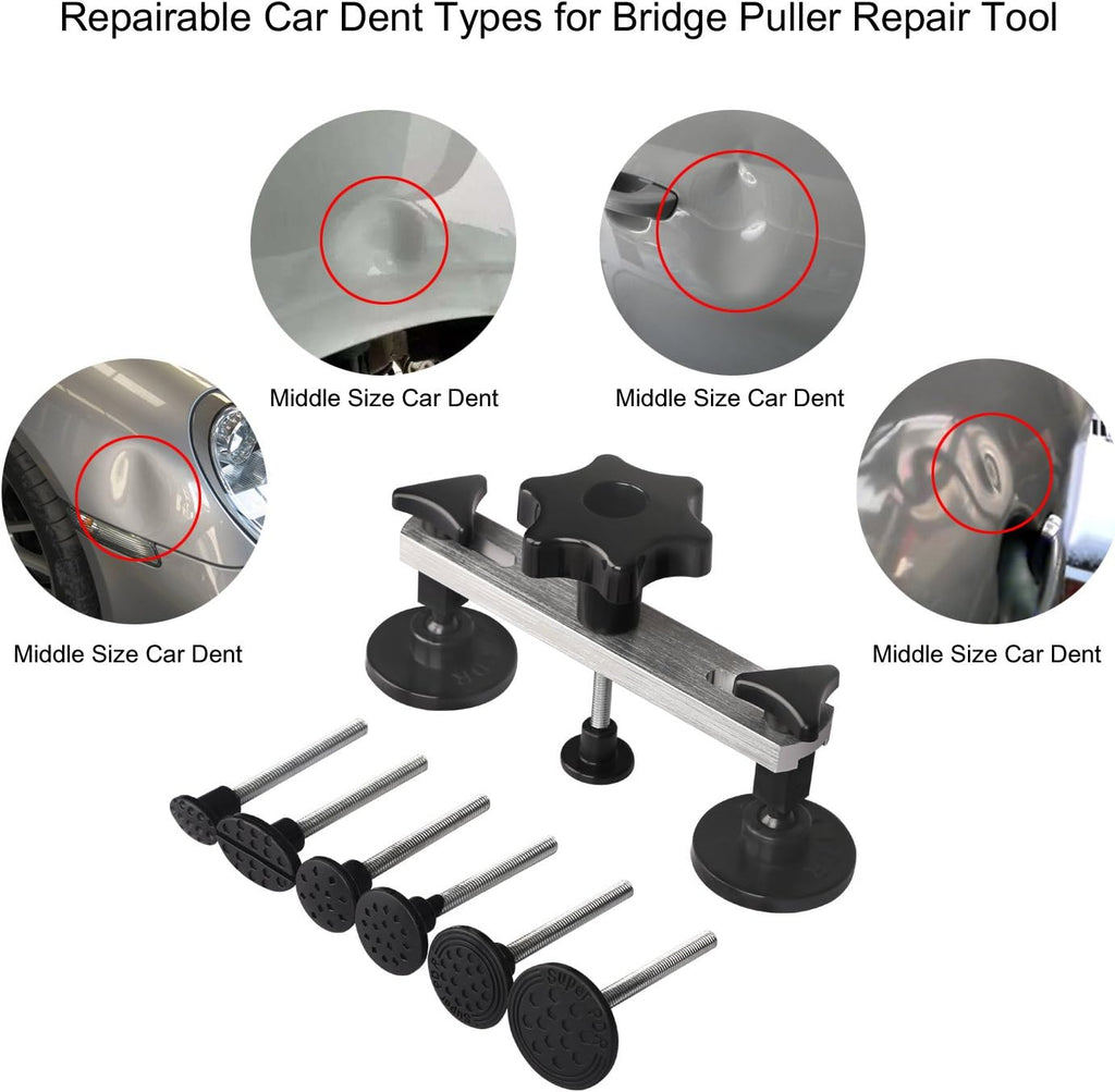 68 Pcs Auto Body Paintless Dent Removal Tools Kit LED Reflect Light Board Dent Lifter Bridge Puller Set D97335