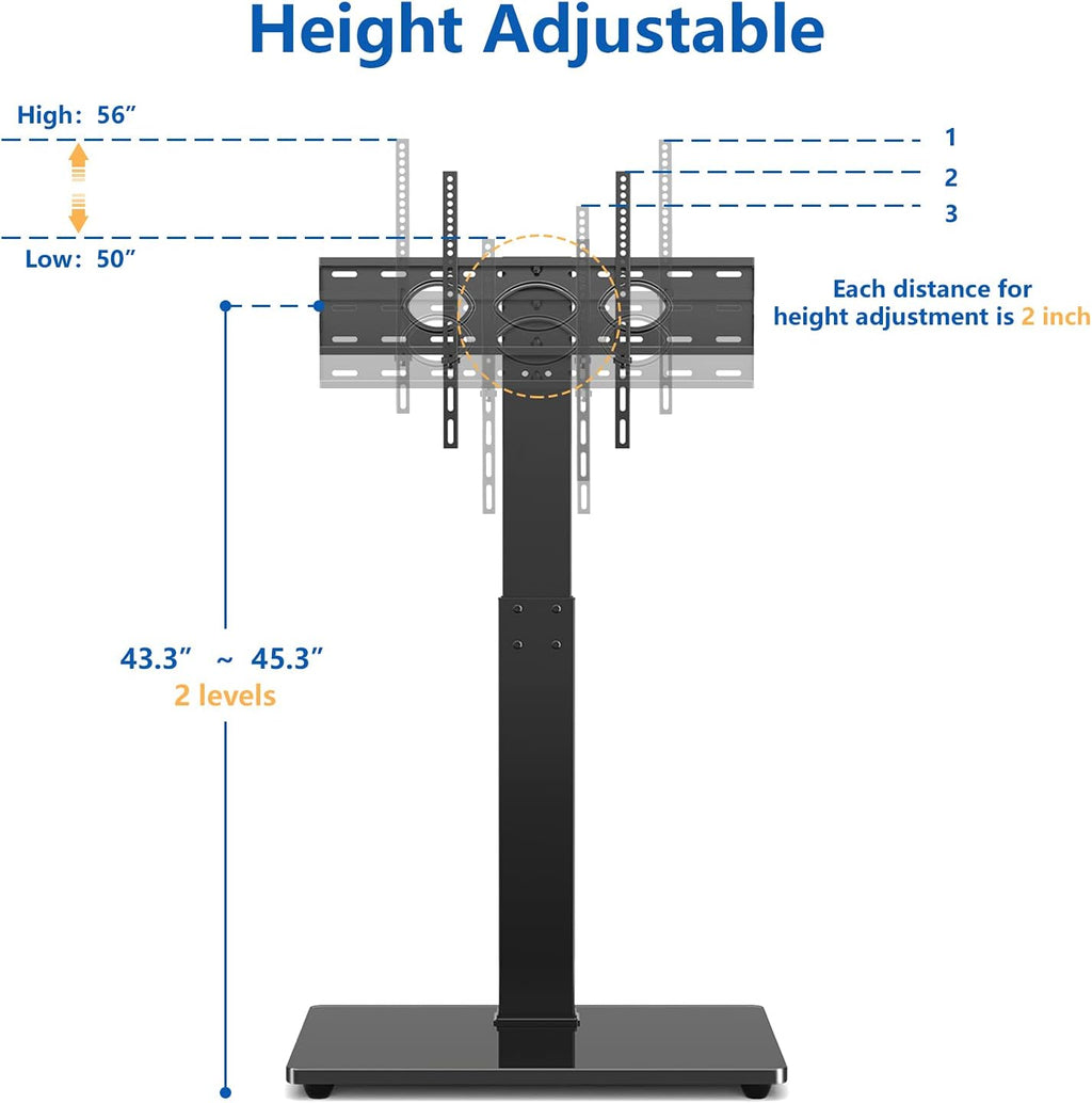 Black Swivel Floor TV Stand for 32-65 inch TVs, VESA 600x400mm U3696